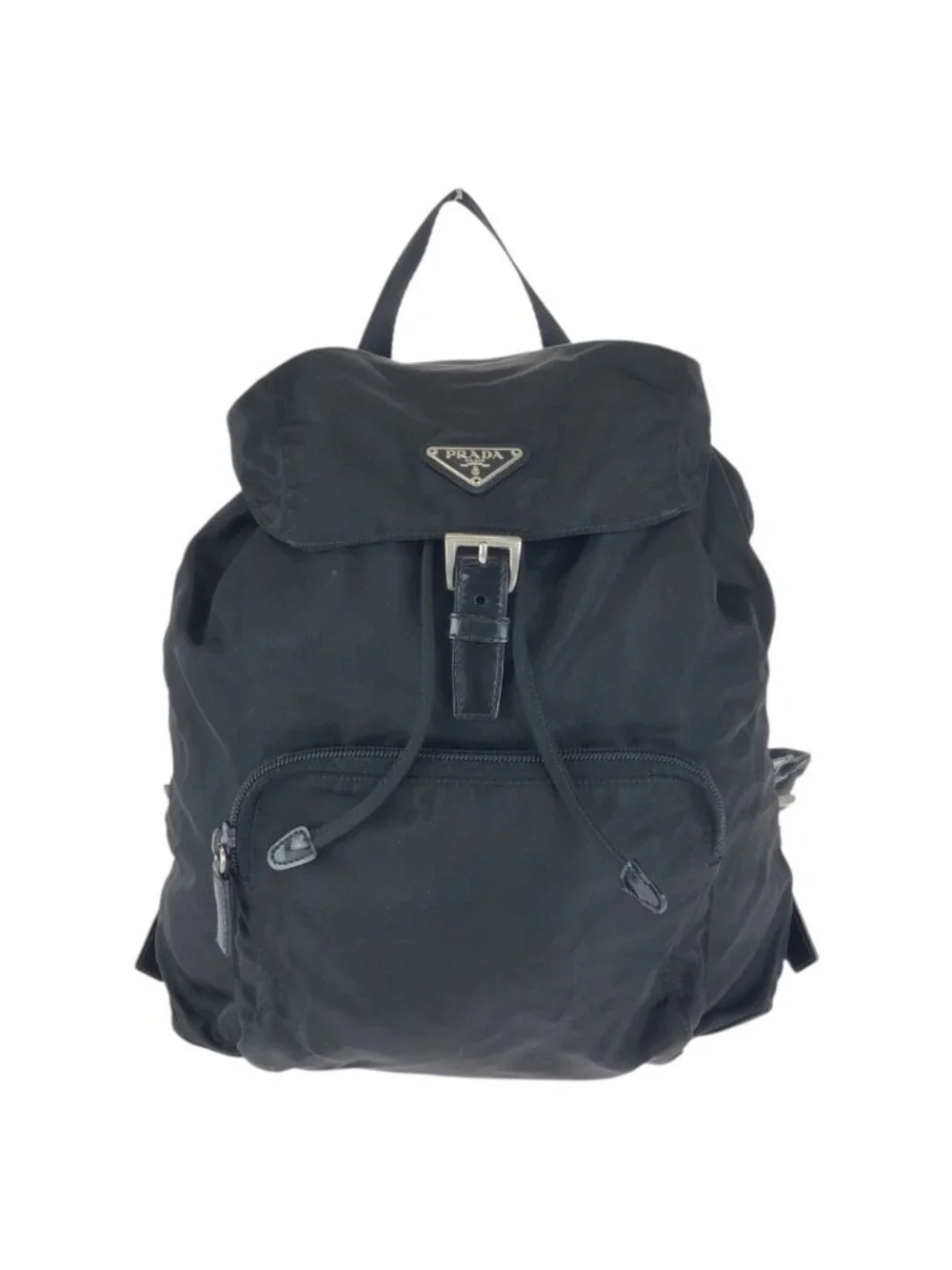Prada Tessuto Black Silver Nylon Leather Backpack